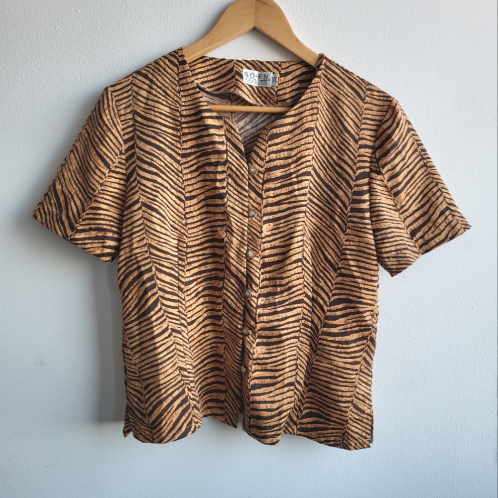 Vintage blouse Zebra Print -Size XL-